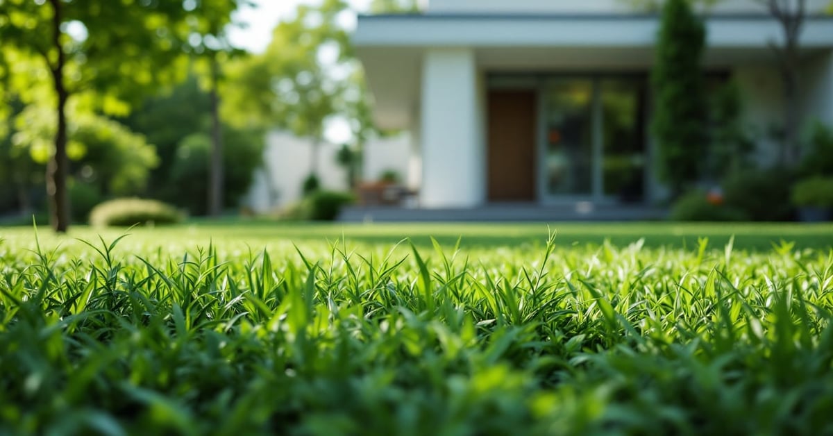 Parterre devant maison sans entretien avec plantes vivaces et couvre-sols naturels
